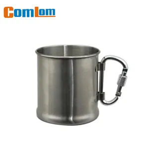 CL1C-M37-A Comlom Stainless Steel Travel Carabiner Mug/Camping Mug With Stamping Scale Mark