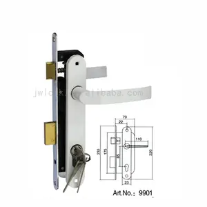85mm Narrow Aluminum Handle Material Best Quality 9901 Cylinder Door Lock Mortise Set White Paint Iron Zinc Alloy Lockset