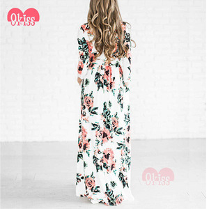 9 Beso <span class=keywords><strong>Mujeres</strong></span> Ocasionales 3/4 Imperio de La Manga Impresa Floral y Encaje Vestido - Product Image 2