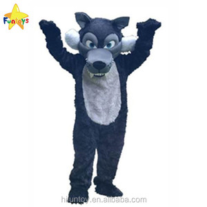 Funtoys CE felpa larga negro scary traje de la mascota del lobo - Product Image 1