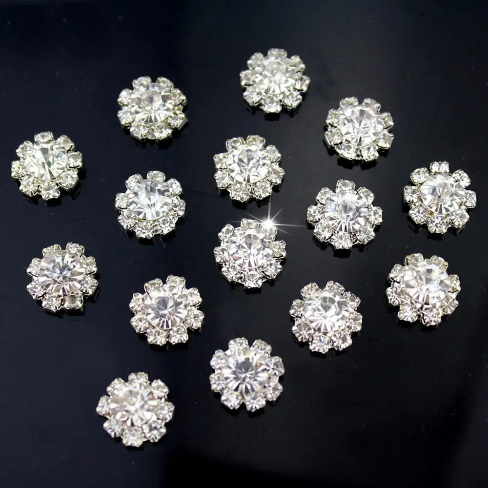 11mm Mini 888Clear Rhinestone Crystal Button Spark Rhinestone Button Alloy Metal 100pcs/lot Hair Accessories