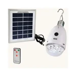 Panel solar de 2w y 6v, bombilla de luz con gancho recargable de emergencia