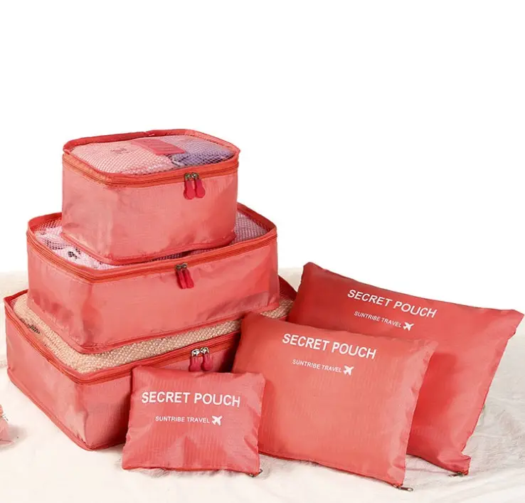 Sacchetto stabilito del cubo dell'imballaggio dei vestiti del poliestere di promozione all'ingrosso in sacchetto 6 pcs insieme del sacchetto di viaggio