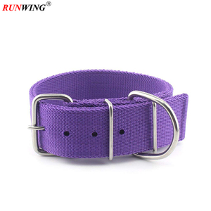 Réglable 2 pouces largeur robuste robuste classique en nylon de collier de chien de sangle en acier inoxydable boucle en métal - Product Image 5