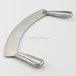 Rvs Dubbel Handvat Crescent Chopper Mes En Pizza Cutter Rocker Groentesnijder