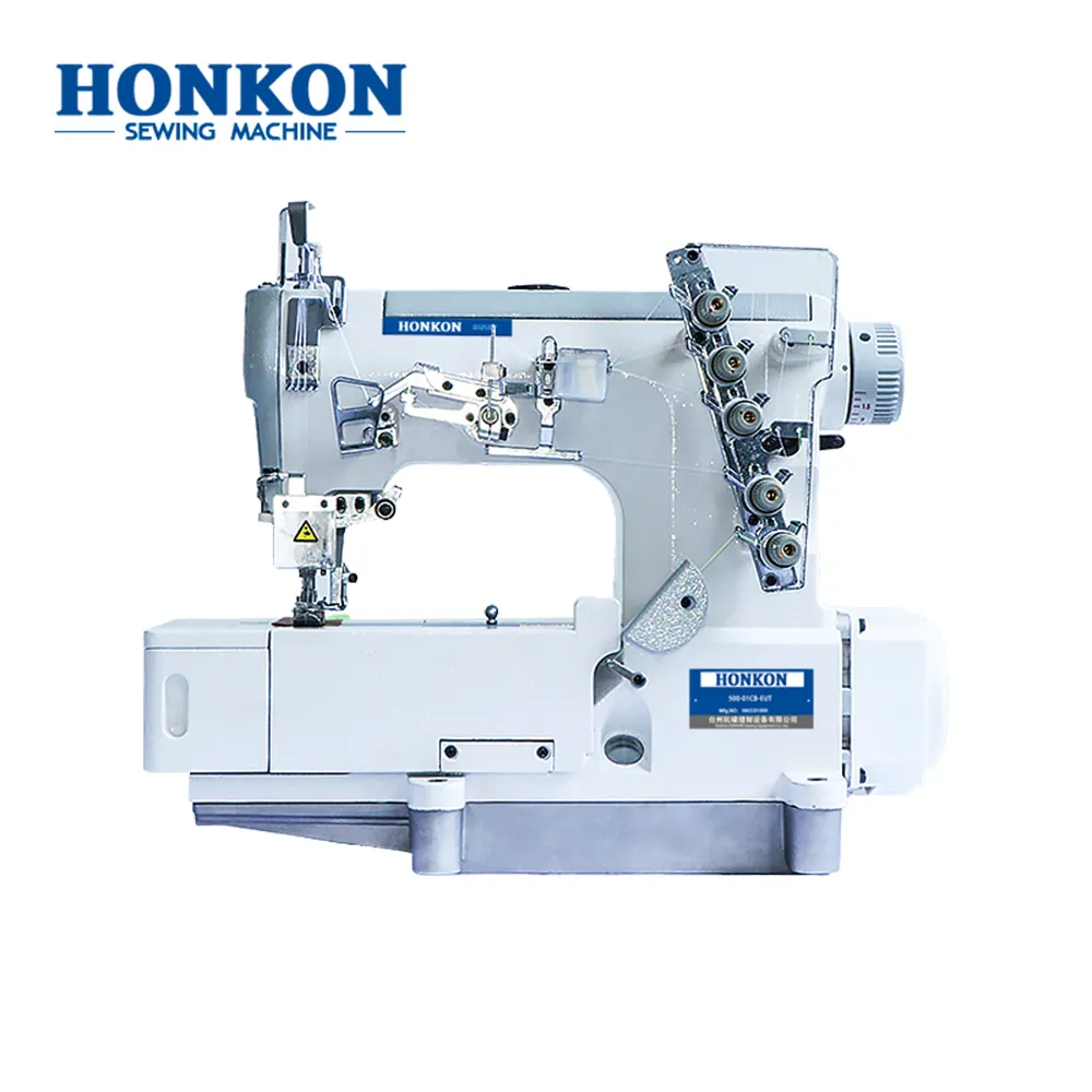 Máquina de coser de punto de cubierta de enclavamiento de cama plana de HK-500-01D, china