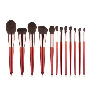 High Quality Make Up Cosmetic Brushes Set 12pcs Wood Handle Synthetic Hair Private Label Makeup Brushes Set for Face/eye