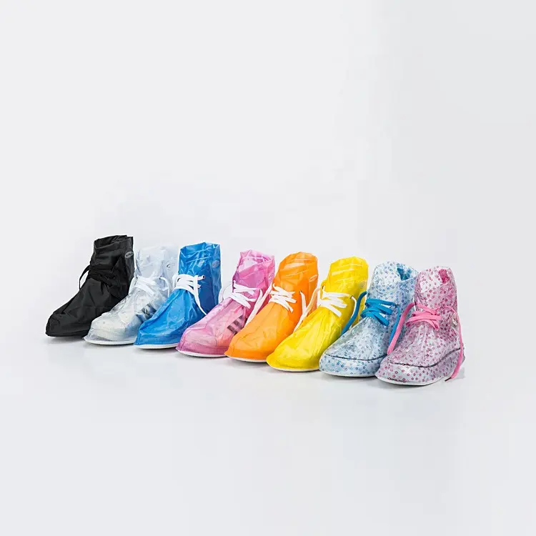 Commercio all'ingrosso personalizzato colorato PVC outdoor scarpa da corsa copre le donne Soprascarpe con allacciate portatile antiscivolo Pioggia di Avvio di copertura