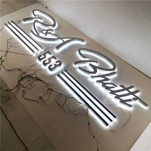 <span class=keywords><strong>3d</strong></span> ที่กำหนดเองโลหะสแตนเลส halo lit letter illuminated led backlit โลโก้ป้าย - Product Image 4