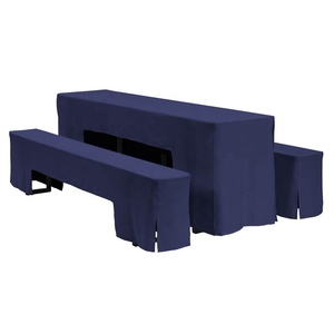 Tre Pezzi Blu Navy poliestere fodera Per La Birra Tavolo Panche Indoor e Outdoor di Cerimonia Nuziale Del Partito Della Decorazione di Festival - Product Image 1