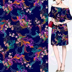 Custom colorful Digital print 100% polyester description 75D crepe chiffon floral print fabric for garment