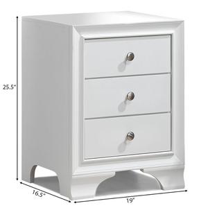 Bedside <strong>Table</strong> 3 Drawers Nightstand Beside Bed <strong>Side</strong> <strong>Table</strong> <strong>White</strong> - Product Image 2
