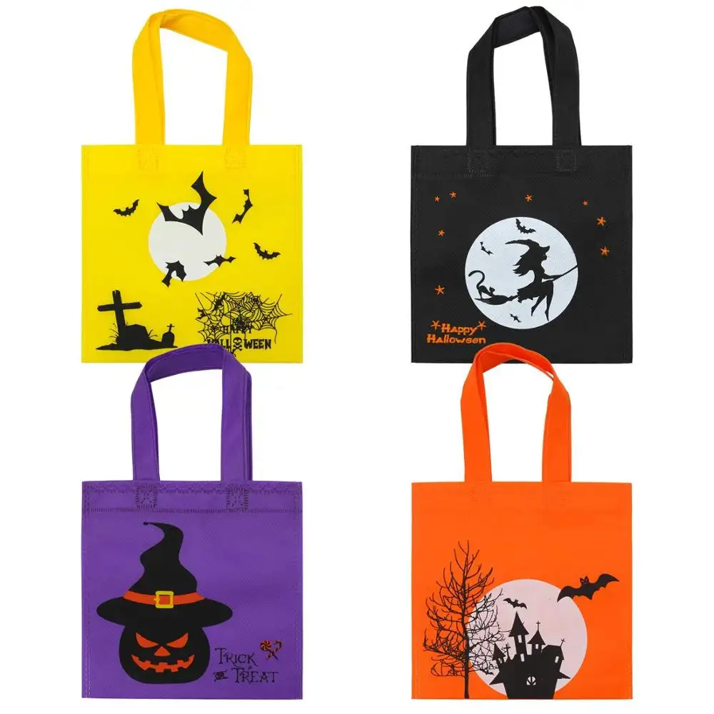 new arrival high quality custom made halloween party favors trick treat candy pumpkin face tote PP non woven ultrasound bag