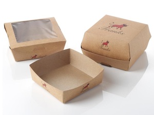 Özel Logolu Hot Dog ve Hamburger Paket Servis Yiyecek Ambalajı Mat Laminasyonlu Kabartmalı Geri Dönüştürülebilir Kraft Kağıt Kutu - Product Image 6