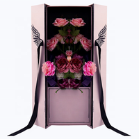 Boîte noire de luxe à double porte avec estampage doré pour emballage cadeau de fleurs fraîches