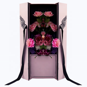 Scatola nera d'imballaggio del regalo del fiore fresco di lusso della <span class=keywords><strong>doppia</strong></span> porta dell'ala del bollo dell'oro - Product Image 2