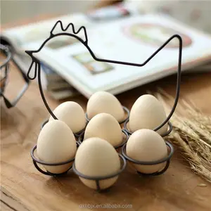Dahey 7-Egg taşınabilir organizatör renkli çevre dostu Metal raf teşhir tepsisi çok fonksiyonlu tavuk temalı yuvarlak sepet