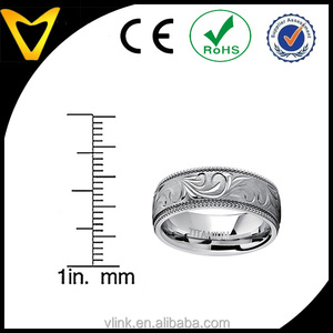 Fashion titanio anello nuziale, 6mm Comfort Fit uomo Unisex inciso a mano Vintage Milgrain bordi in titanio fede nuziale - Product Image 5