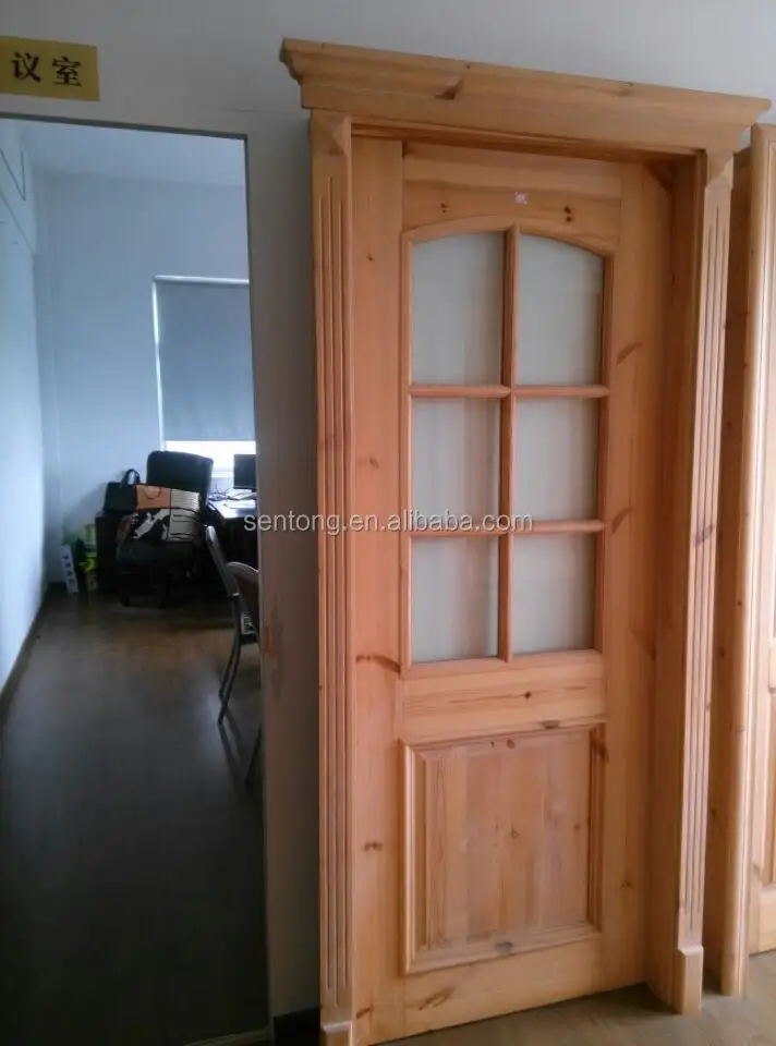 Low-Cost Bahasa Rusia Pine Pintu Kayu untuk Dijual