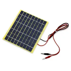 BUHESHUI 5W 18V Solar Panel Portable Solar Charger For 12V Car/Boat/Motor Battery Charger DIY Solar System With Crocodile Clips