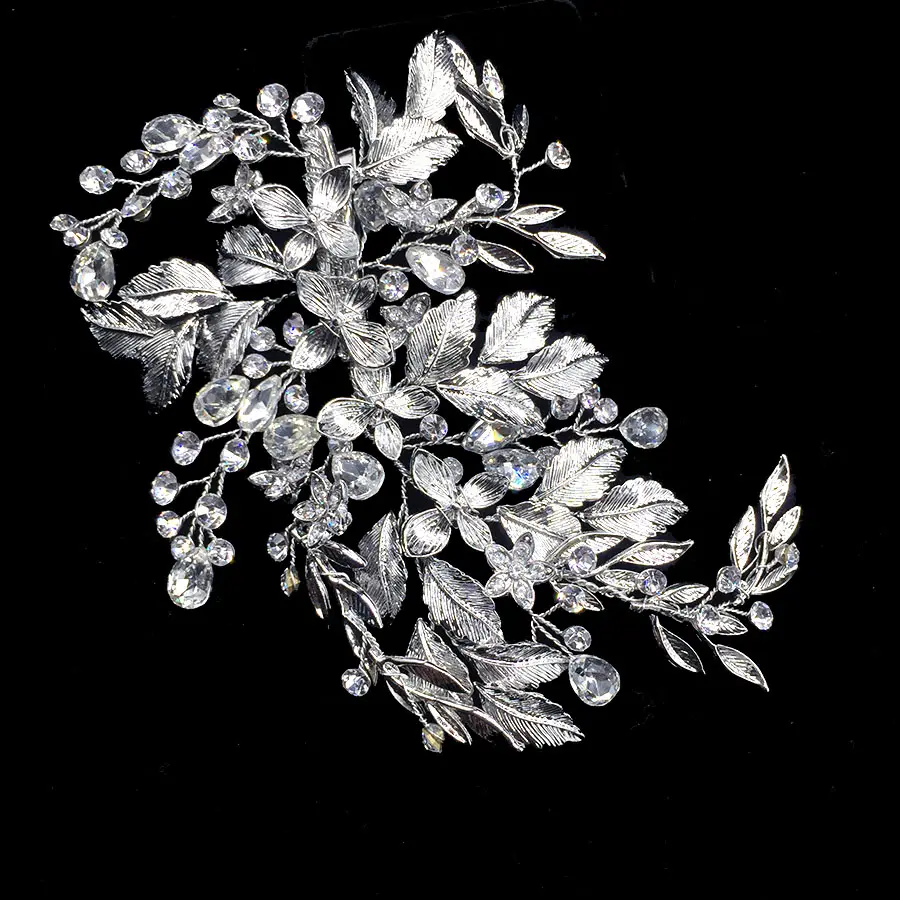 Gümüş Çiçek Gelin Kafa Bandı Taklidi Düğün Tiara Antik Gelin saç aksesuarları
