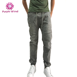 2017 nueva moda 100% algodón Jogger pantalones de mezclilla para hombres - Product Image 3