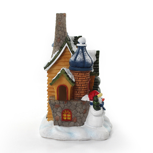 Personalización de fábrica Navidad LED Jardín de hadas resina Casa de pan de jengibre Navidad pueblo casa estatua adorno para el hogar - Product Image 5