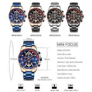 MINI FOCUS 0218G Orologio Blu da Uomo Minifocus, Movimento al Quarzo, Cinturino <span class=keywords><strong>in</strong></span> Metallo, Multifunzione con Calendario, Orologio Sportivo da Uomo di Lusso di Alta Gamma - Product Image 2