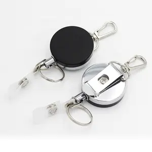 Customized 40MM CarabinerフックID Card Key Name Tag Holders RetractableバッジReel ID金属BadgeリールBadge Holder