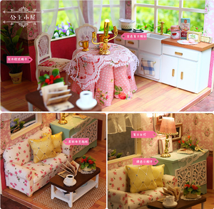Wholesale Furniture Dollhouse Miniatures <strong>Princess</strong> Cottage Creative Gifts Wooden <strong>Doll</strong> <strong>House</strong> for Girls - Product Image 6