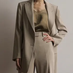 2019 Dệt Vải Dài Thiết Kế Văn Phòng Blazer Womans Phù Hợp Với Thiết Kế Blazer Phụ Nữ