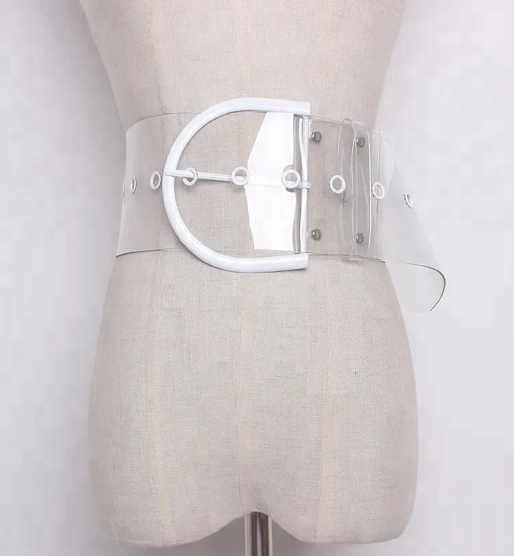 2018新Transparent PVCベルト幅大D上の形のピンバックルカラーラインシャツスカートベルト幅
