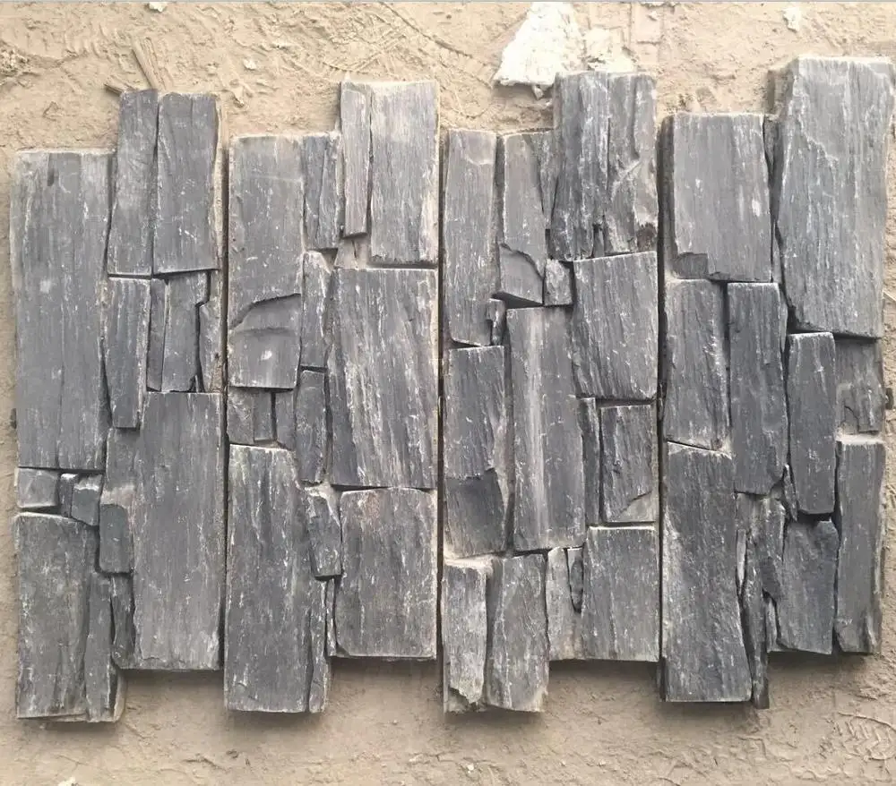 Black slate culture stone cement based decorative stone wall panels