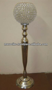 Bougeoir en métal argenté et cristal Boule de fleurs pour la maison et le mariage Décoration de table Centre de table Bougeoir - Product Image 6