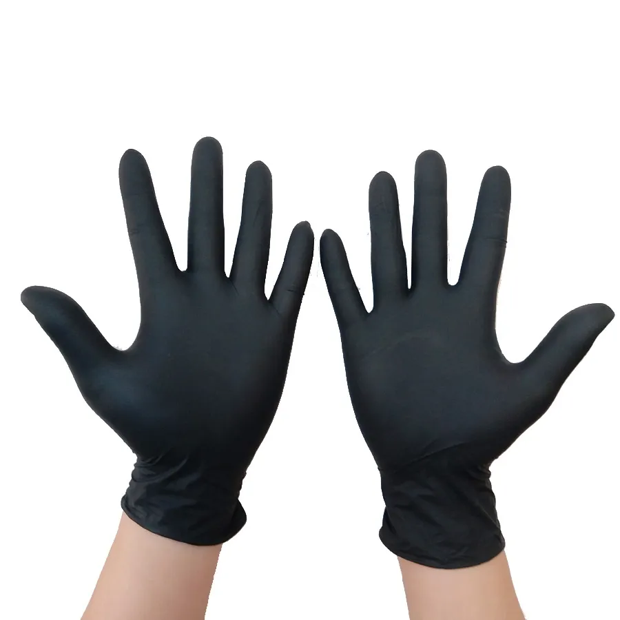 Gants noirs jetables en Nitrile pur pour la coloration des cheveux, résistants aux produits chimiques dans les salons de coiffure à domicile