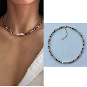Collier Minimaliste Quotidien avec Perles d'Eau Douce Irrégulières et Pierres Précieuses Superposées, Cadeau pour Demoiselle d'Honneur - Product Image 6