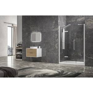Kamalu KT6000B bianco 130cm incernierato porta doccia 2 pannelli fissi senza cornice in vetro inox scorrevole stile aperto per uso bagno Hotel - Product Image 4