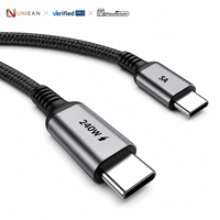Cable de Carga UNIEAN OEM 240W PD 3.1 5A E-Marker USB 2.0 Tipo-C a Tipo-C con Trenzado de Nailon