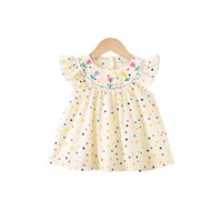 Robe à pois pour filles YZ-1551 avec broderie florale et bordure à volants