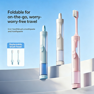 ETRAVEL Kit <span class=keywords><strong>de</strong></span> <span class=keywords><strong>brosse</strong></span> <span class=keywords><strong>à</strong></span> dents <span class=keywords><strong>de</strong></span> <span class=keywords><strong>voyage</strong></span> portable 2-en-1, <span class=keywords><strong>brosse</strong></span> <span class=keywords><strong>à</strong></span> dents pliable et <span class=keywords><strong>dentifrice</strong></span> <span class=keywords><strong>avec</strong></span> poils souples pour les voyages d'affaires - Product Image 1