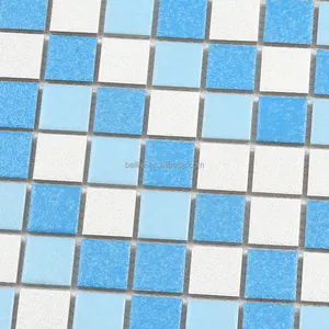 Anti-slip Pattern Ceramic Mosaic Tile Swimming Pool Covering Alfresco Outdoor Floor Covering Texture Surface Blues Bathroom Wall