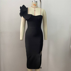 ชุดเดรสสั้นเข้ารูปแขนกุดคอเหลี่ยมสำหรับผู้หญิงเดรสสั้นแบนเดจเข้ารูปมีระบายน่ารักสำหรับงานเลี้ยงวันเกิด - Product Image 2