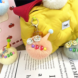 Cute Clumsy Ice Cream Keychain Cartoon Plush Doll Bag Pendant Figurine Hanging Ornament Accessory Gift