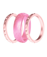 Bague de mariage en Silicone pour femmes, pour filles, 3 pièces, anneau à motif de diamant, écailles de poissons, douze pierres d'anniversaire