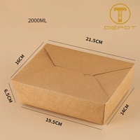 Boîte à lunch jetable en papier kraft carrée et rectangulaire, vente en gros d'usine, écologique, pour plats à emporter
