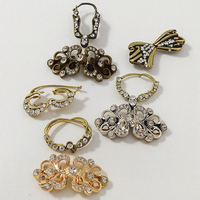 Clip de Foulard Rétro Personnalisé en Strass de Cristal, Motif Floral 3 Couleurs, Vente en Gros à Démarrage Bas, pour Mariage et Fiançailles