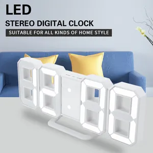 房间设计安装2021小数字液晶墙Rgb温度计时尚家庭发光二极管闹钟家庭时钟3D