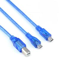 Cable USB de 30 cm para Arduino Uno/nano, Cable USB-A/B/C, Micro/Mini/Tipo-C, Cable Azul