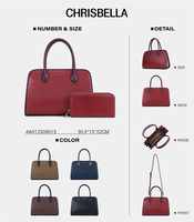 Tas Wanita Chrisbella 2 in 1 Set, Tas Tangan dengan Dompet, Tas Wanita Elegan Bahan PU dengan Tali Lepas Pasang