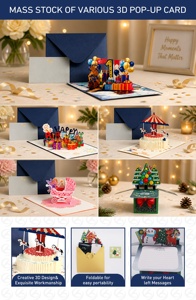 Biglietti d'Auguri 3D Pop-up per Bambini con Torta, Cartoline <span class=keywords><strong>di</strong></span> <span class=keywords><strong>Buon</strong></span> <span class=keywords><strong>Compleanno</strong></span> con Busta, Pronti per la Spedizione - Product Image 5